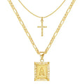 Cross Initial Necklace Set
