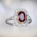 Vintage Red Zirconia Silver Ring