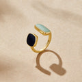 Gold Dual Stone Open Ring