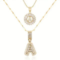 Pave letter initial necklace set