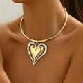 Gold & Silver Heart Pendant Necklace