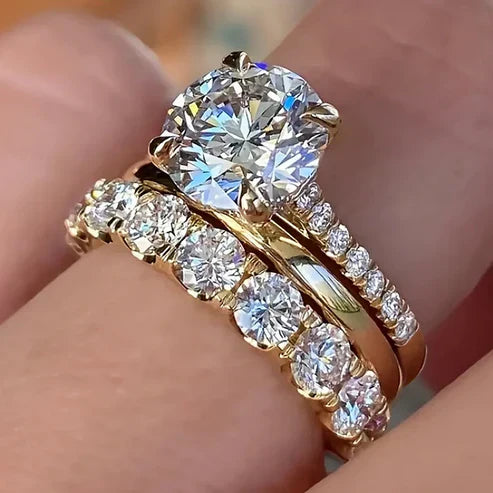 Sparkling Gold Ring Set